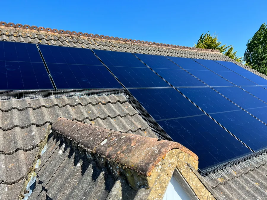 Close-up of solar panels on a roof